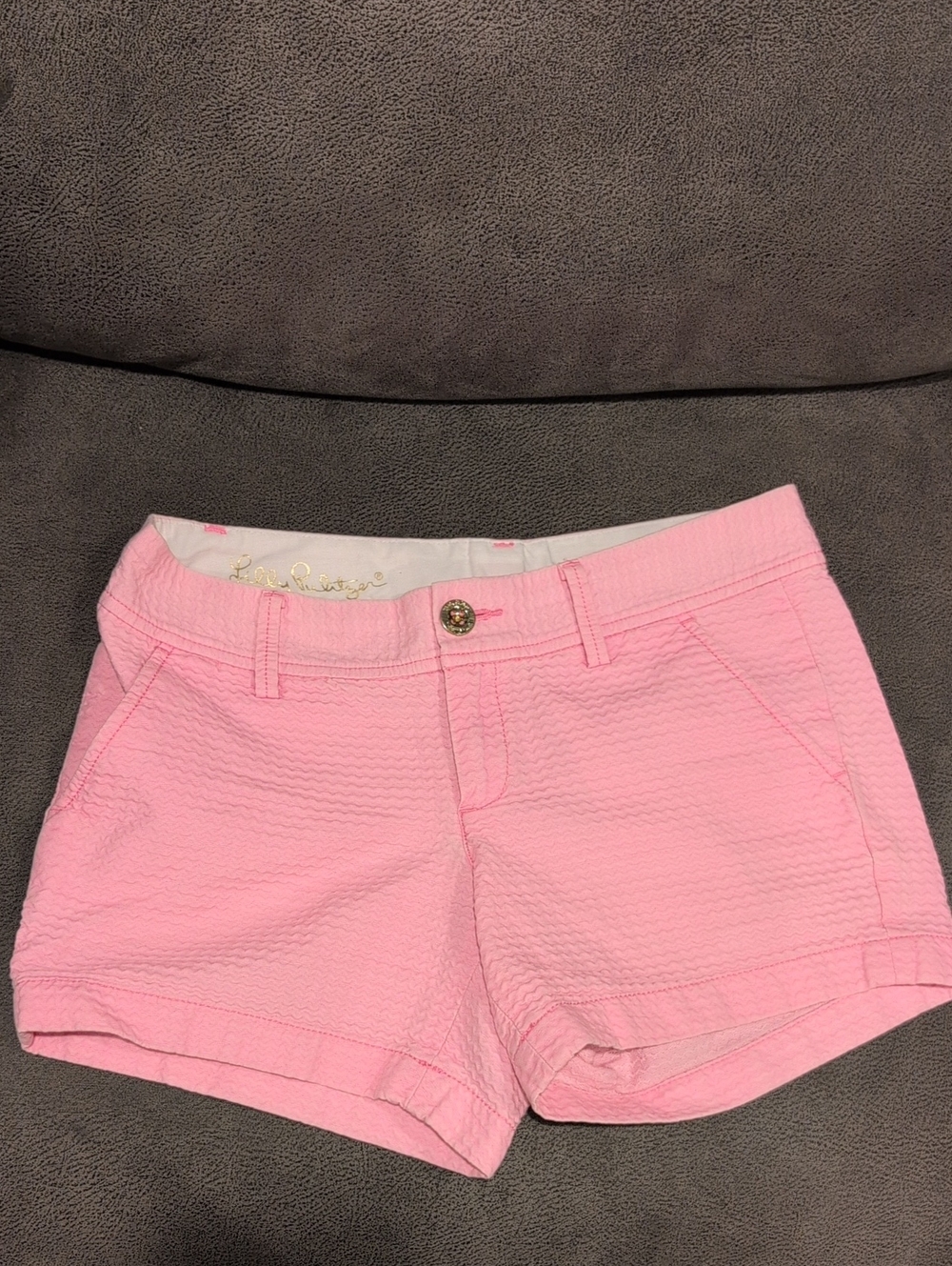Lilly Pulitzer Light Pink Textured Cotton Stretch Shorts